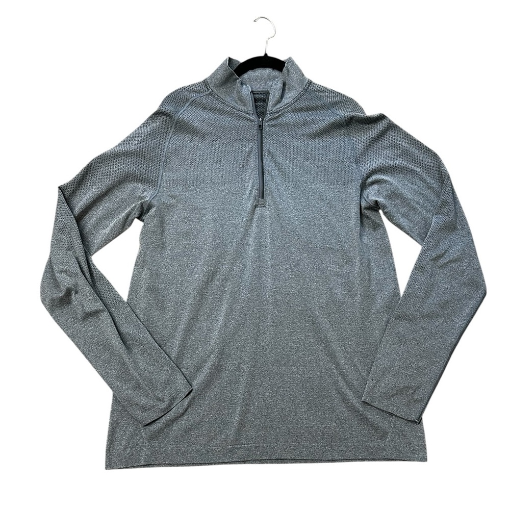 Lululemon Mens Surge 1/4 Zip Pullover Long Sleeve Gray Performance Wear Active